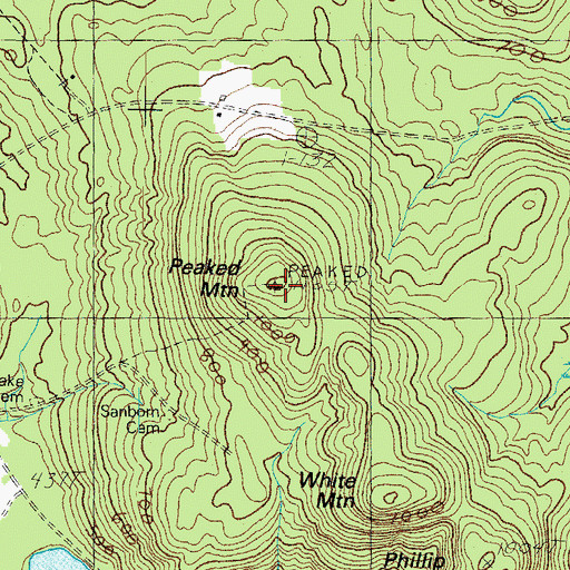 Topographic Map of Peaked Mountain, ME