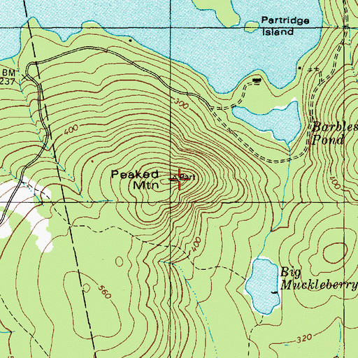 Topographic Map of Peaked Mountain, ME