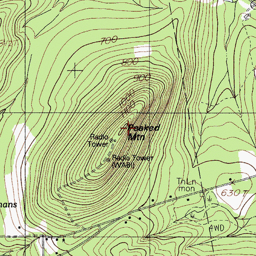 Topographic Map of Peaked Mountain, ME