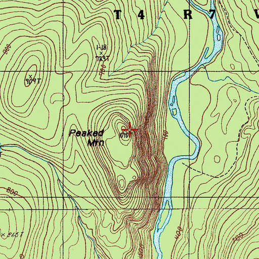 Topographic Map of Peaked Mountain, ME