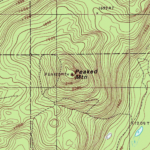 Topographic Map of Peaked Mountain, ME