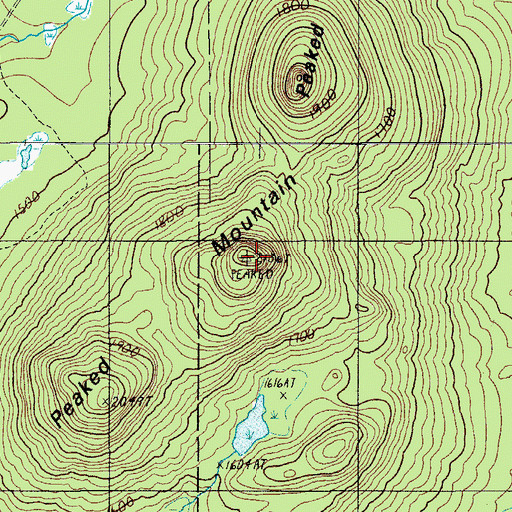 Topographic Map of Peaked Mountain, ME