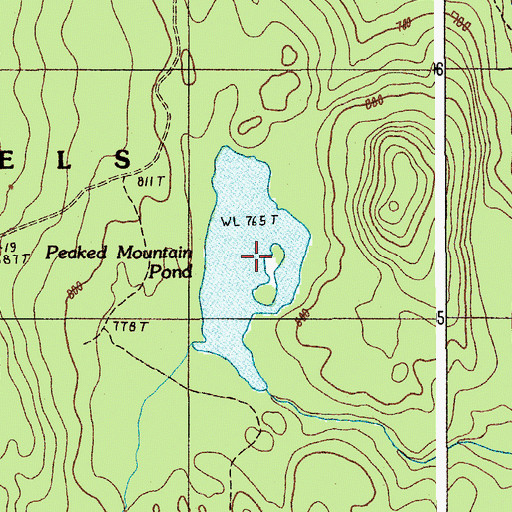 Topographic Map of Peaked Mountain Pond, ME