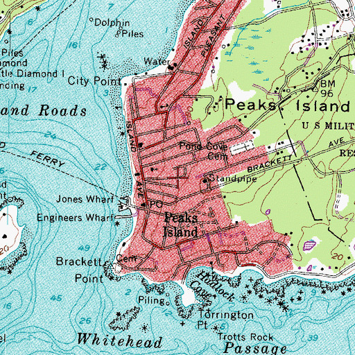 Topographic Map of Peaks Island, ME