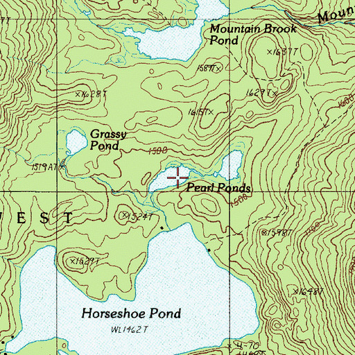 Topographic Map of Pearl Ponds, ME
