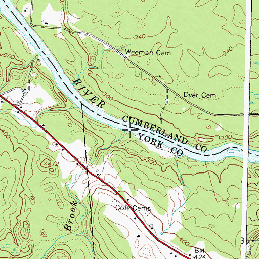 Topographic Map of Pease Brook, ME