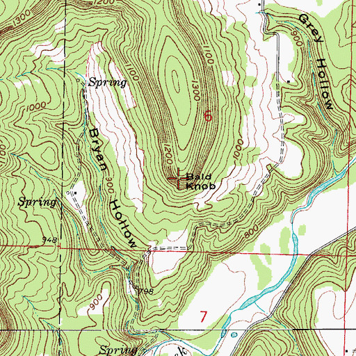 Topographic Map of Bald Knob, AR