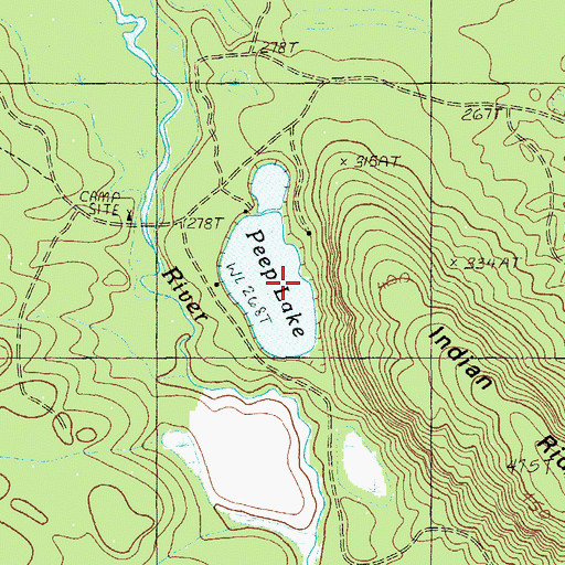 Topographic Map of Peep Lake, ME