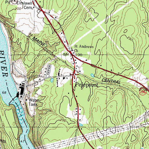 Topographic Map of Pejepscot, ME