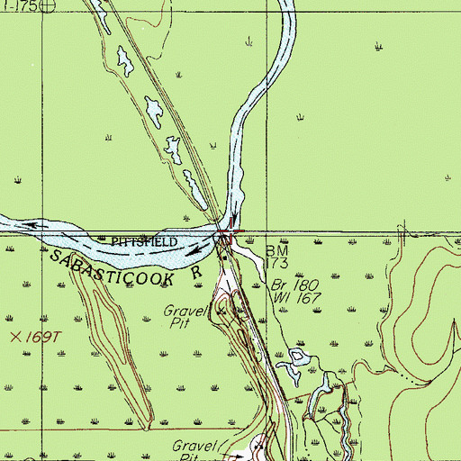 Topographic Map of Peltoma Bridge, ME