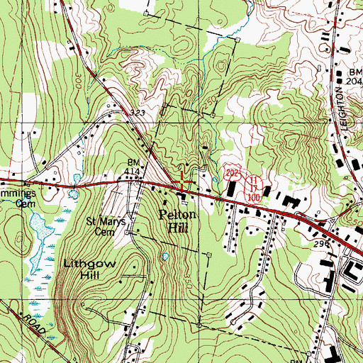 Topographic Map of Pelton Hill, ME