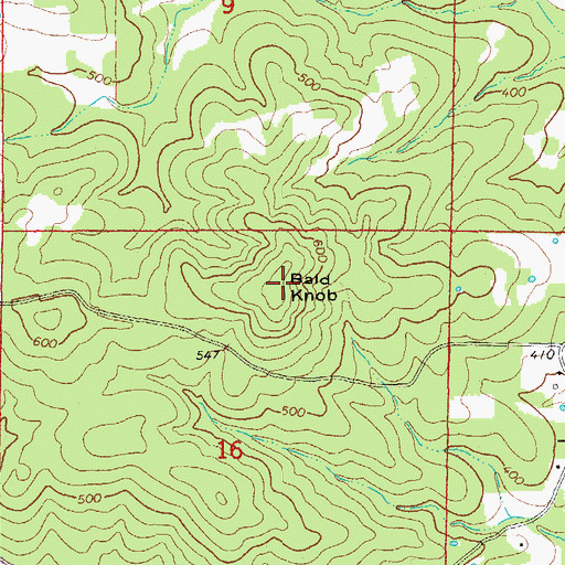 Topographic Map of Bald Knob, AR