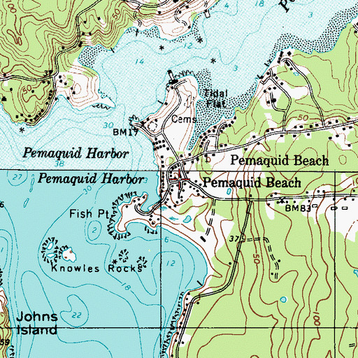 Topographic Map of Pemaquid Beach, ME