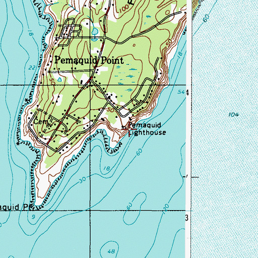 Topographic Map of Pemaquid Lighthouse, ME