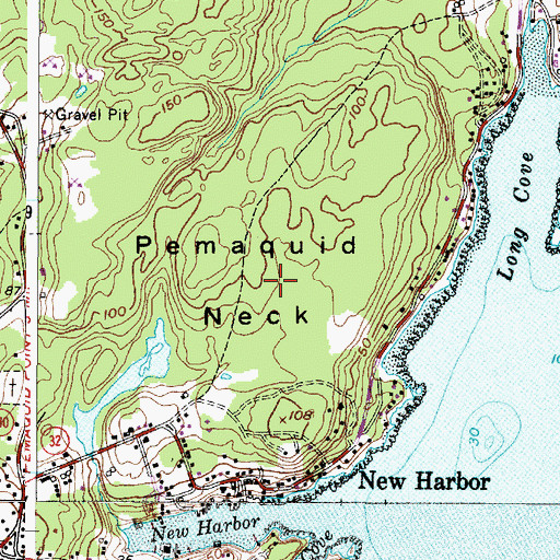 Topographic Map of Pemaquid Neck, ME