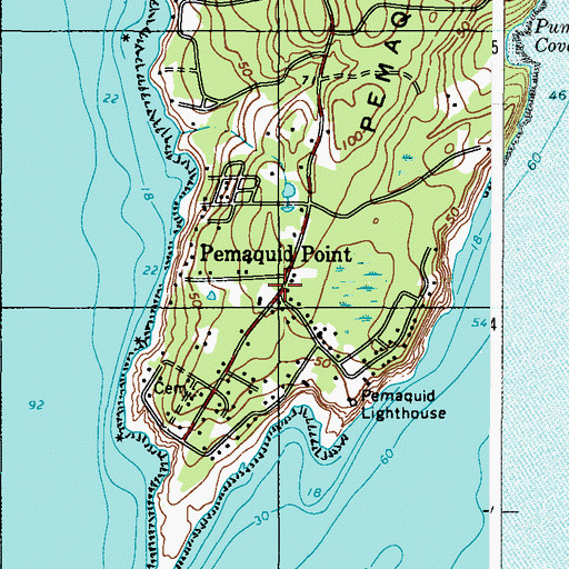 Topographic Map of Pemaquid Point, ME