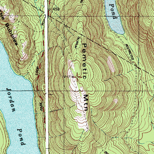 Topographic Map of Pemetic Mountain, ME