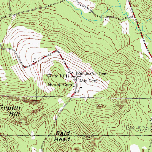 Topographic Map of Pendexter Cemetery, ME