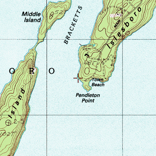 Topographic Map of Pendleton Point, ME
