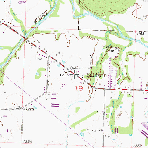 Topographic Map of Baldwin, AR