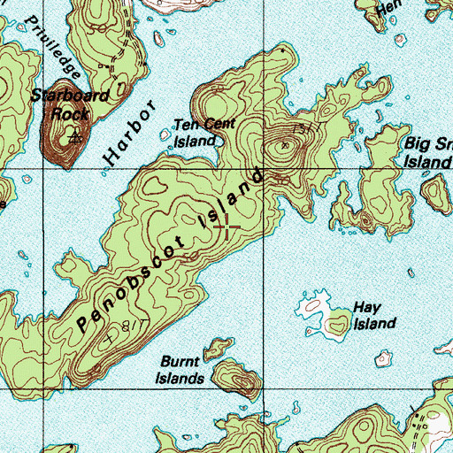 Topographic Map of Penobscot Island, ME