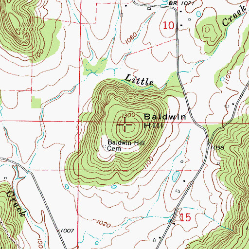 Topographic Map of Baldwin Hill, AR