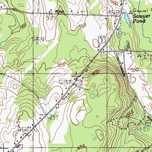 Topographic Map of Peoples Church, ME