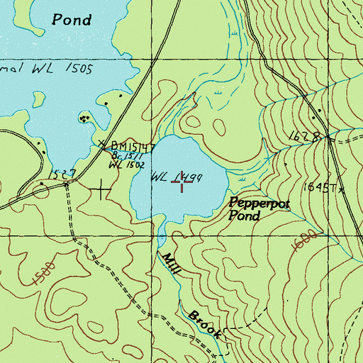 Topographic Map of Pepperpot Pond, ME