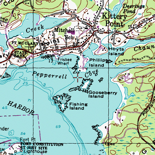 Topographic Map of Pepperrell Cove, ME