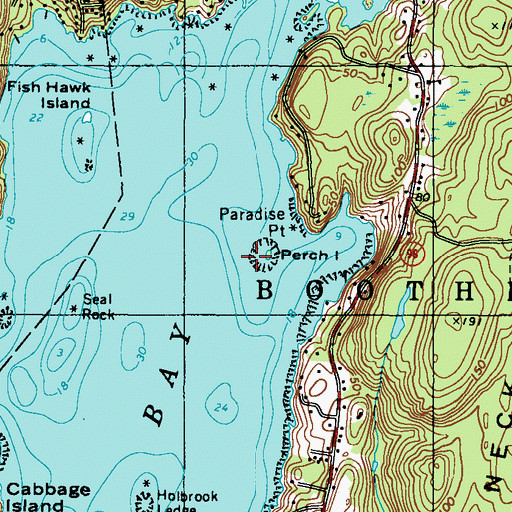 Topographic Map of Perch Island, ME