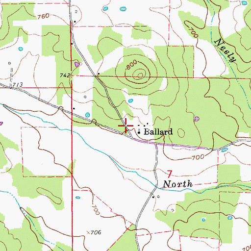 Topographic Map of Ballard, AR