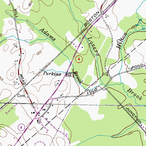 Topographic Map of Perkins Brook, ME