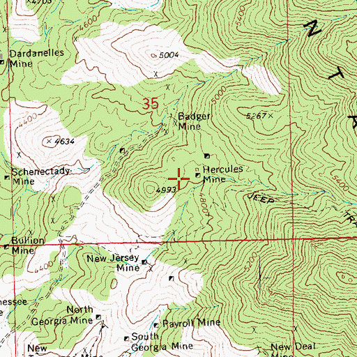Topographic Map of Hercules Mine, AZ