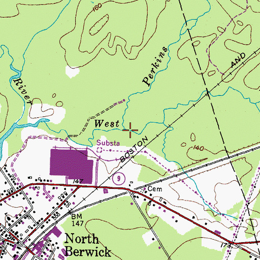 Topographic Map of Perkins Brook, ME