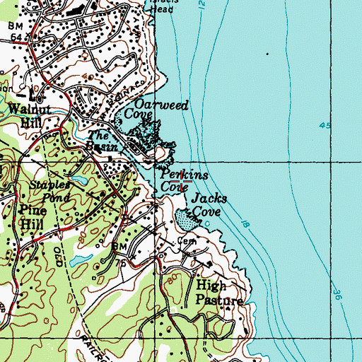 Topographic Map of Perkins Cove, ME