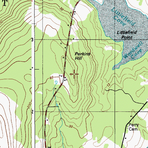 Topographic Map of Perkins Hill, ME