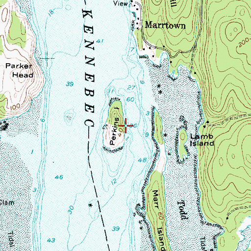 Topographic Map of Perkins Island, ME