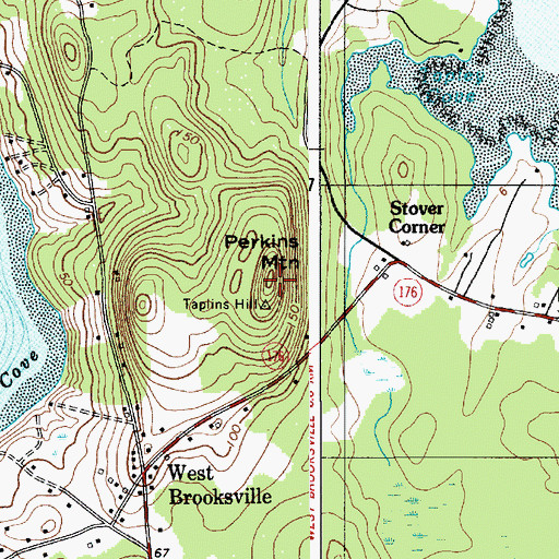 Topographic Map of Perkins Mountain, ME