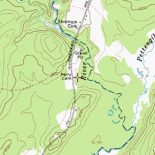 Topographic Map of Perry Cemetery, ME