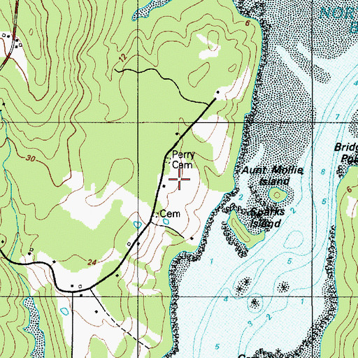Topographic Map of Perry Cemetery, ME