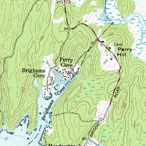 Topographic Map of Perry Cove, ME