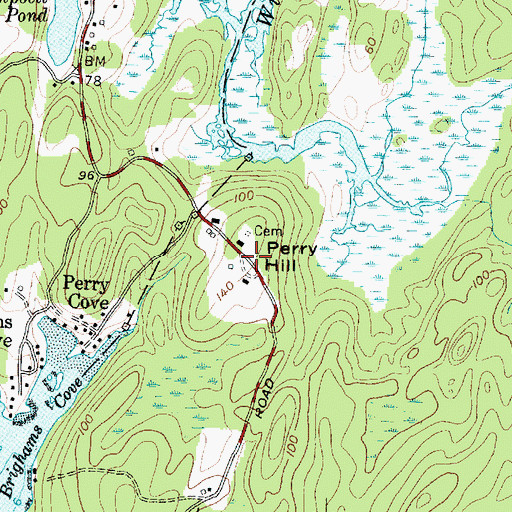 Topographic Map of Perry Hill, ME