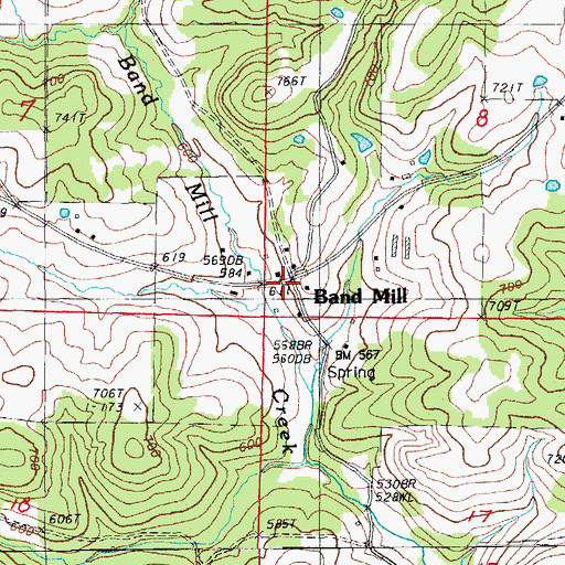 Topographic Map of Band Mill, AR