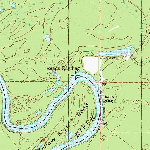 Topographic Map of Bangs Landing, AR