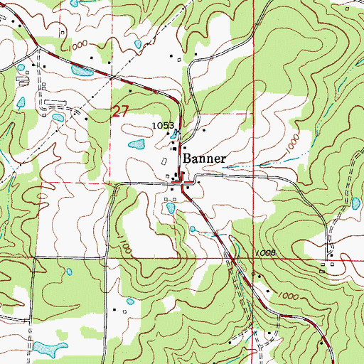Topographic Map of Banner, AR