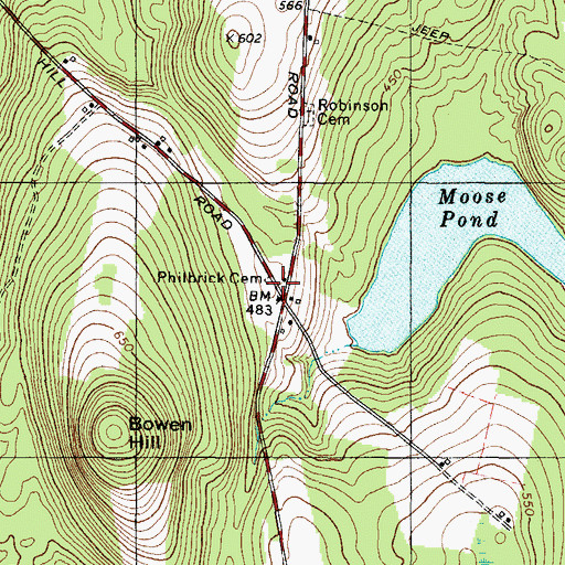 Topographic Map of Philbrick Cemetery, ME