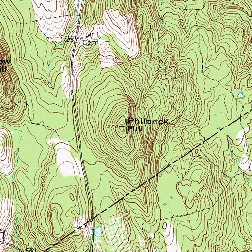 Topographic Map of Philbrick Hill, ME