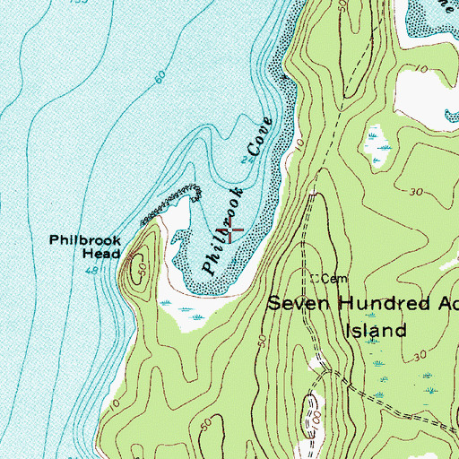Topographic Map of Philbrook Cove, ME