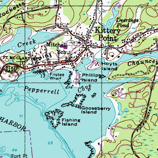 Topographic Map of Phillips Island, ME