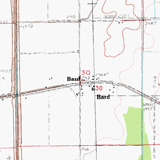 Topographic Map of Bard, AR